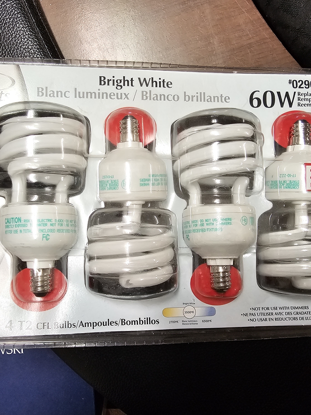 Bright Effect ~ 60W CFL Spiral Light Bulbs - Pack of 4